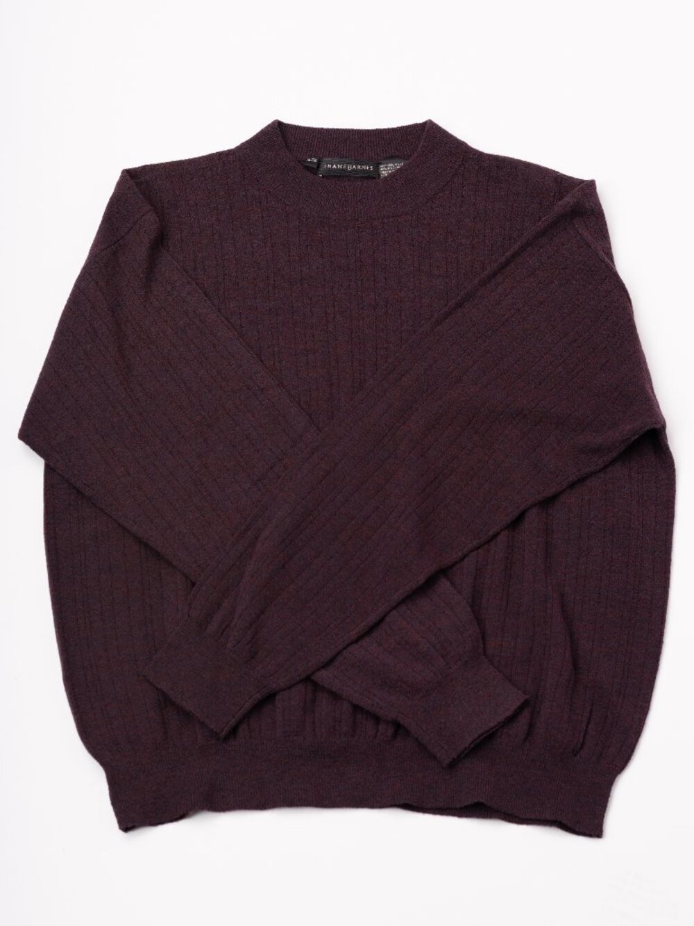 VTG Jhane Barnes Wool Ribbed Knit Crewneck Sweater Burgundy Mens XL Grandpacore